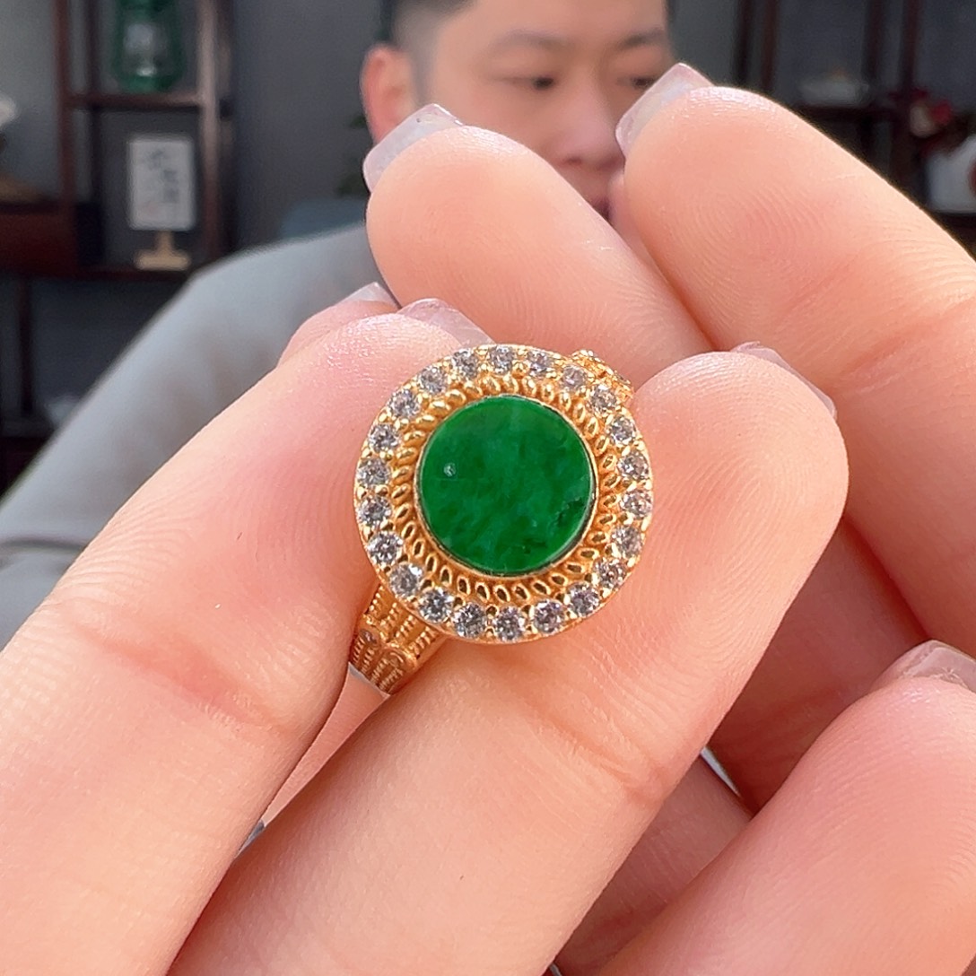 翡翠戒指银S925镶嵌戒指