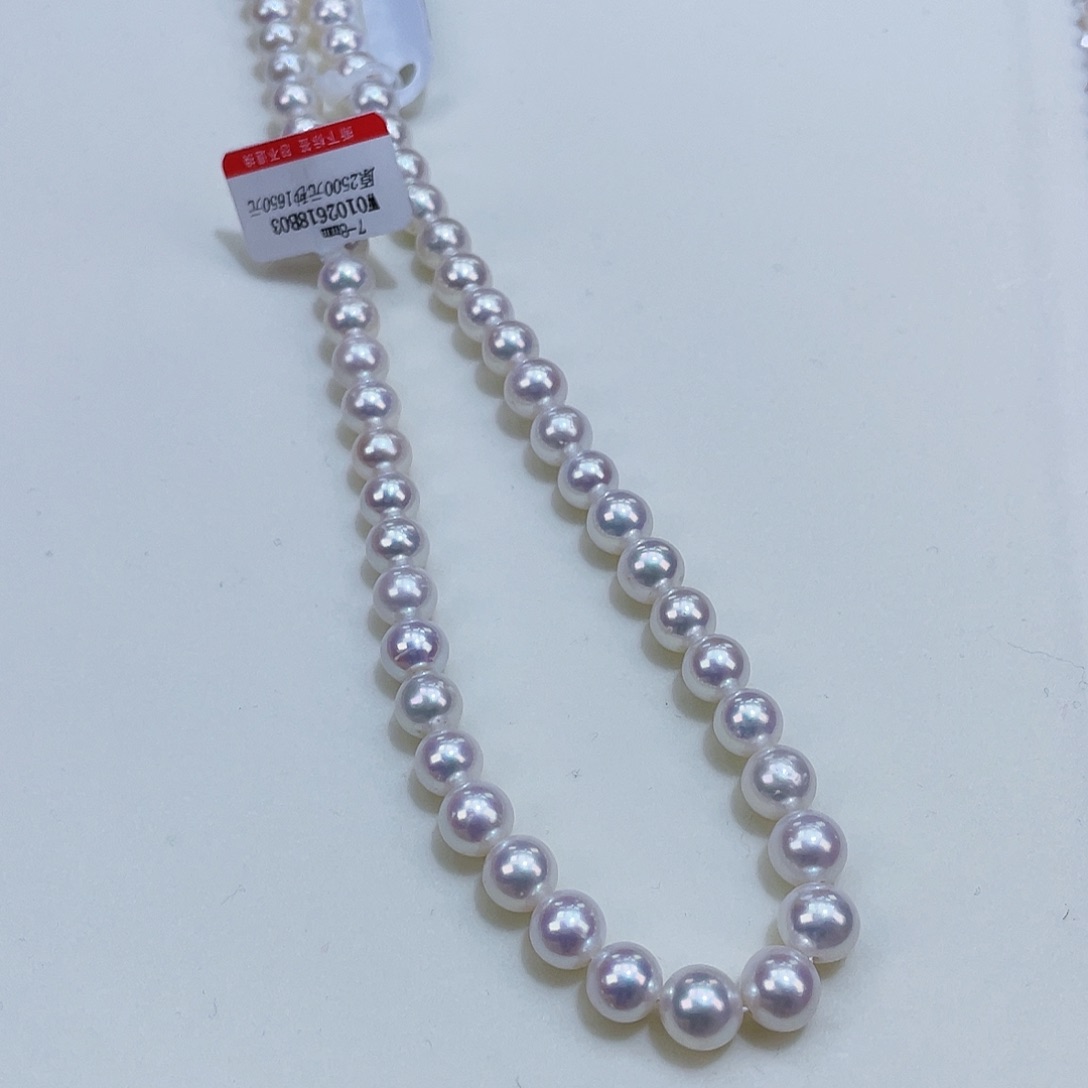 淡水珍珠颈饰银S925镶嵌7/8爆亮白透粉紫正圆