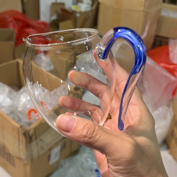 玻璃手工艺品忆然蓝凤尾