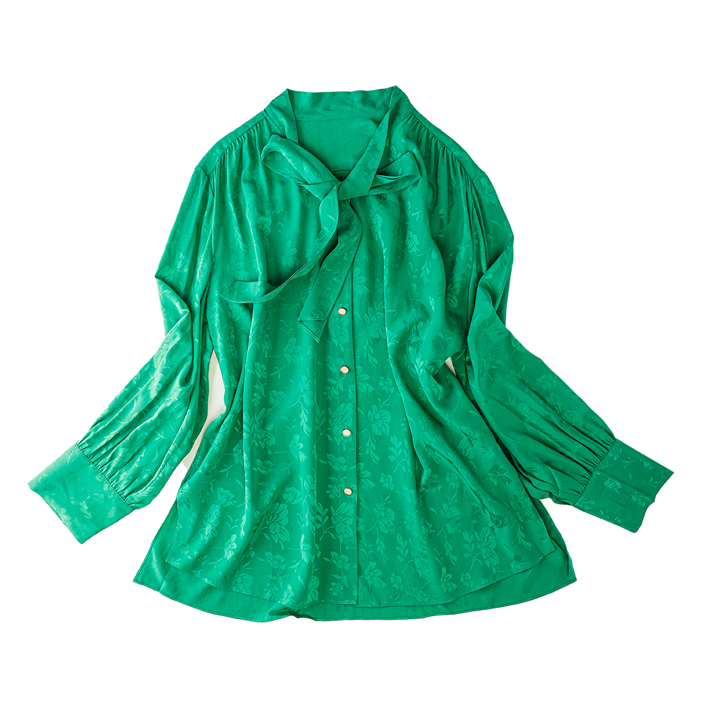 品牌新款桑蚕丝纯色印花长袖衬衫42411