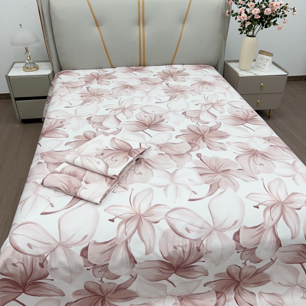 棉小竹双人床单【澜梦-粉】尺寸2.5X2.5米舒适柔软透气四季款