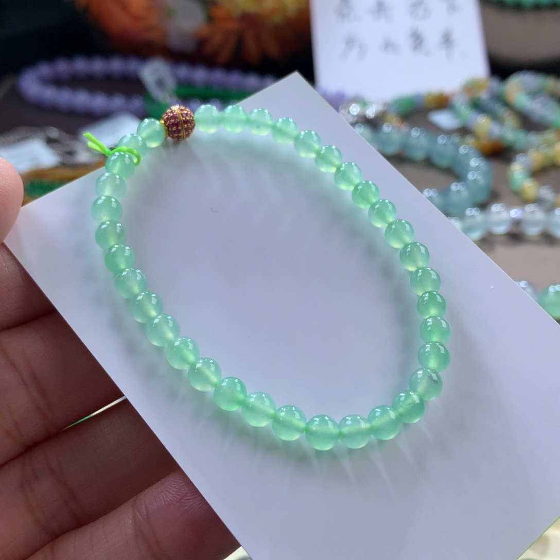 翡翠手链未镶嵌冰种葡萄绿 卡5