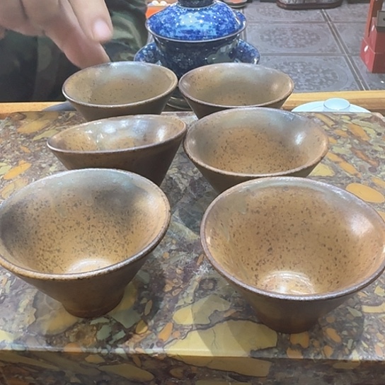 陶烧斗笠杯六个一组。。。陶