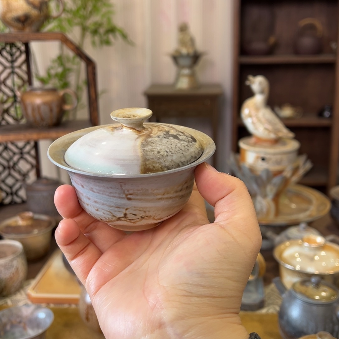 06中白盖碗福利柴烧