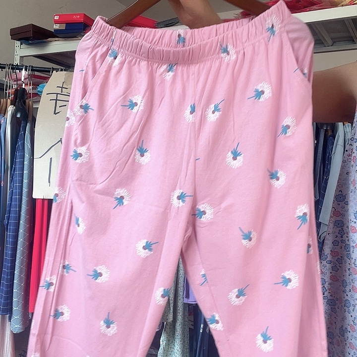 棉口袋纯棉宽松七分裤