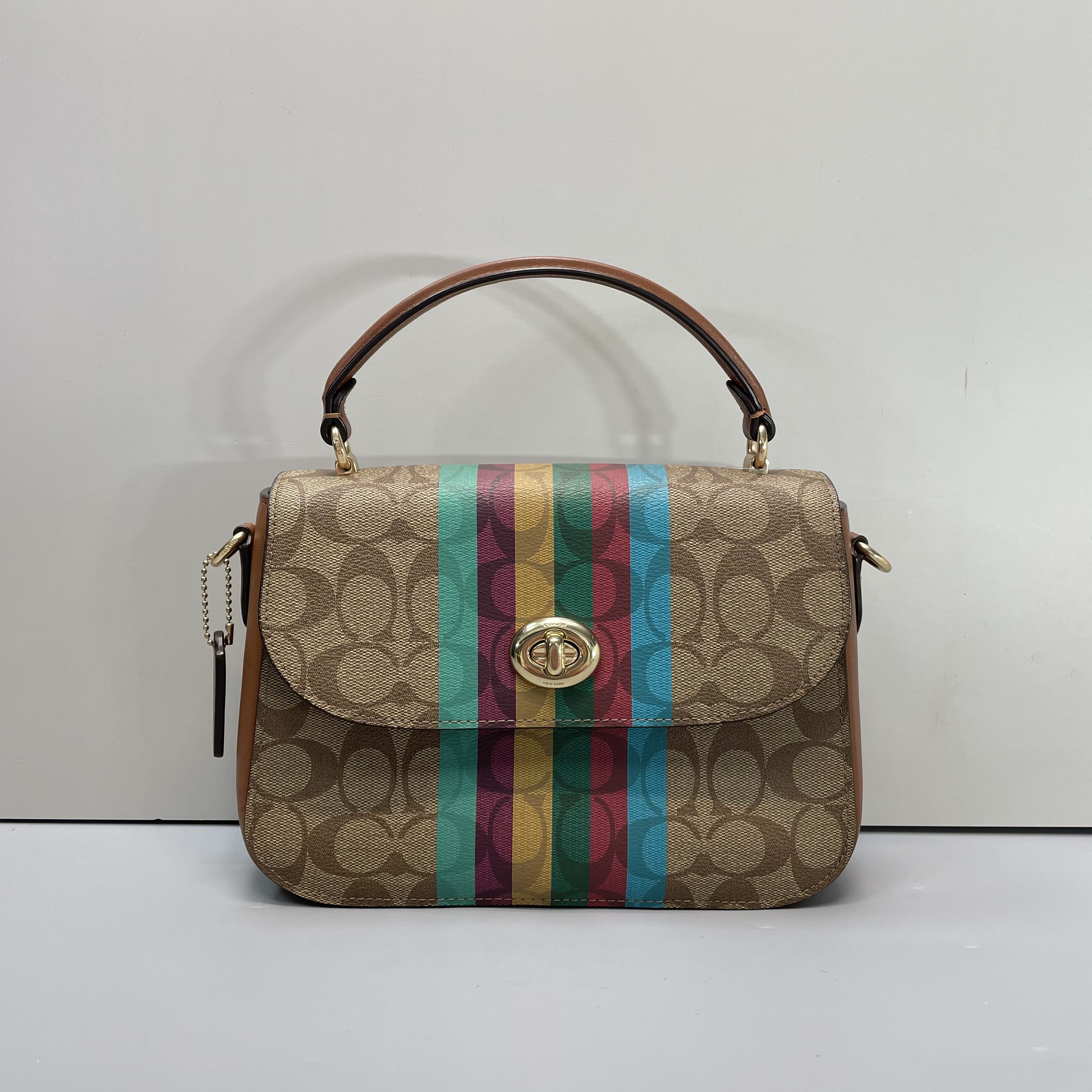 95新 COACH/蔻驰 小林/marlie彩虹手提邮差24*18*7cmSA122164