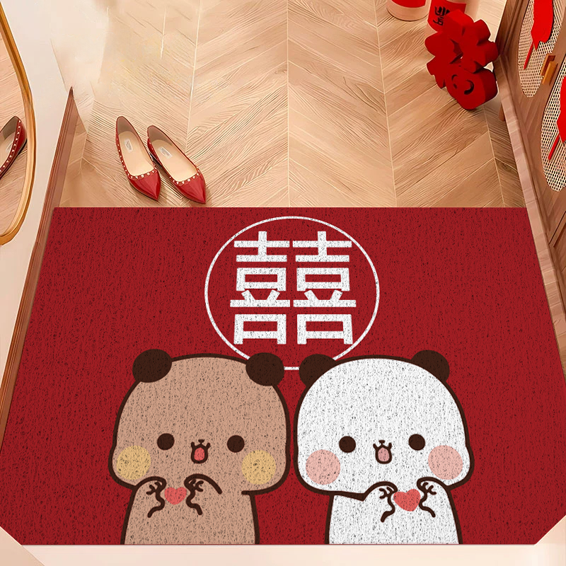 一二布布结婚地垫喜庆入户门2025新款喜字丝圈红色门口进门脚垫