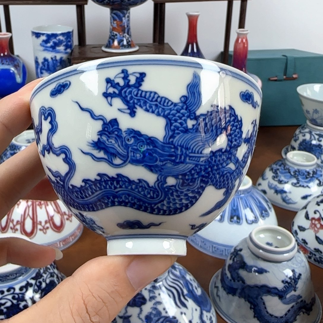 杯子景德镇纯手工绘画陶瓷杯123456