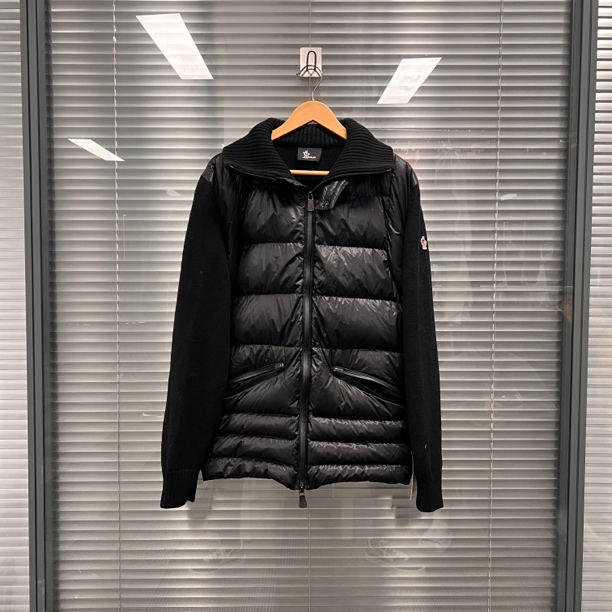 99新 MONCLER 纯色拼接Logo贴布立领拉链长袖羽绒服 XXL码 #9337
