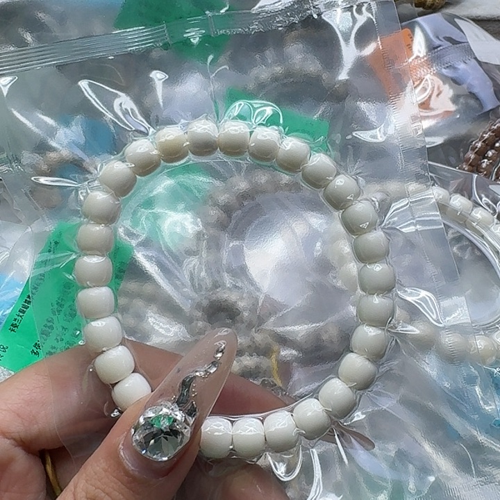 雪***狼星月菩提手串104白菩提98桶单圈