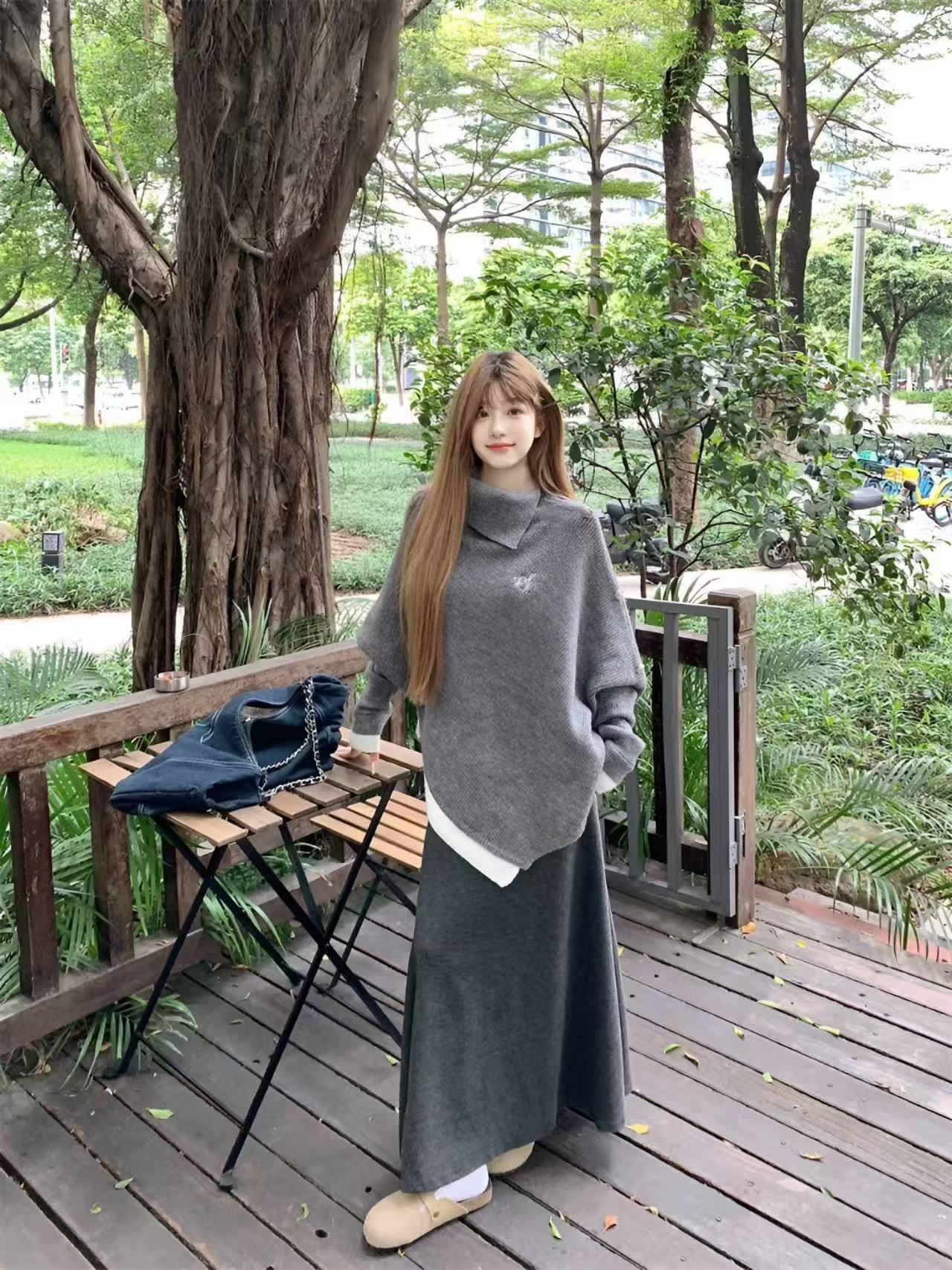 549女士洋气新款温柔风气质高领针织衫