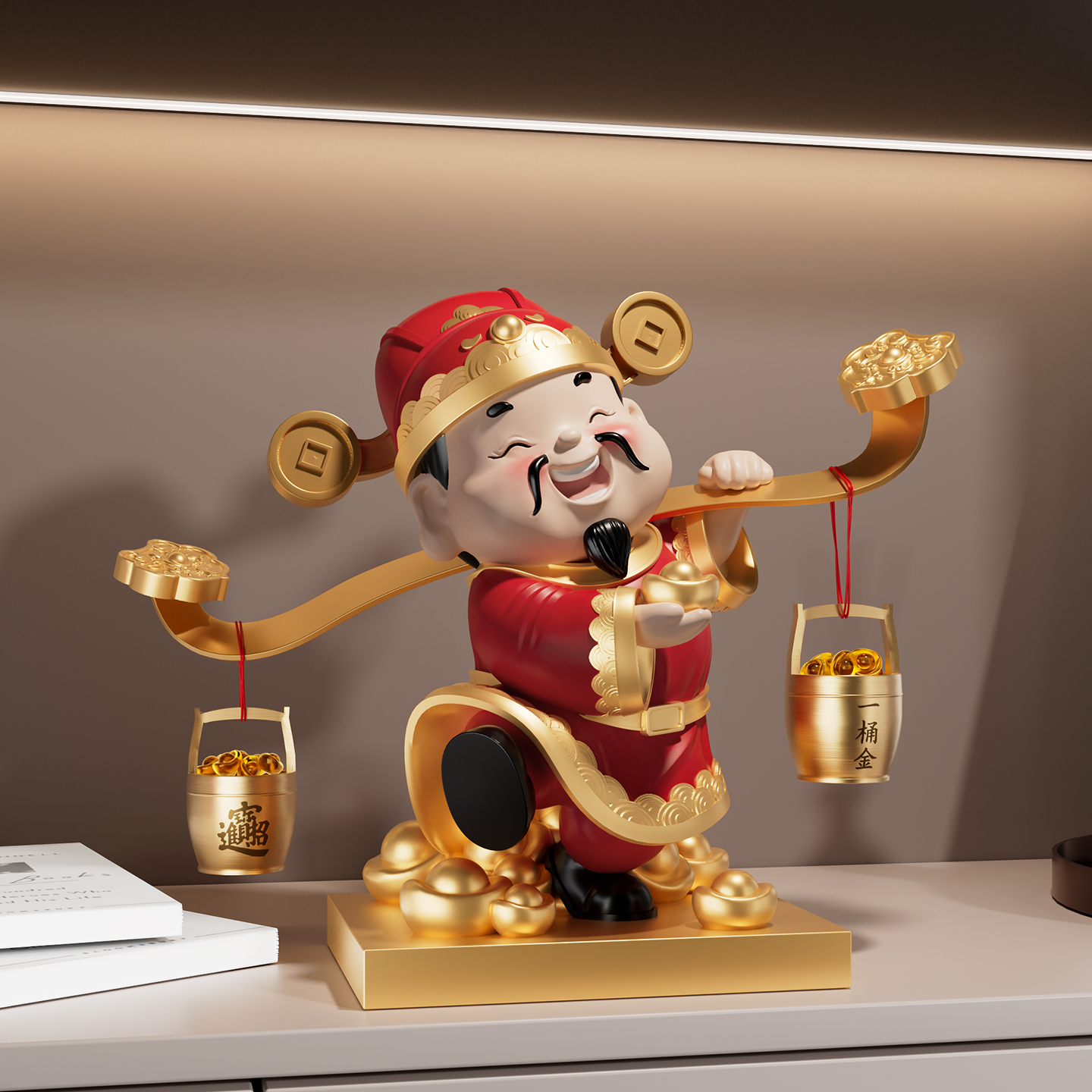 财神爷摆件开业礼物客厅玄关电视柜店铺收银台装饰品乔迁新居礼物