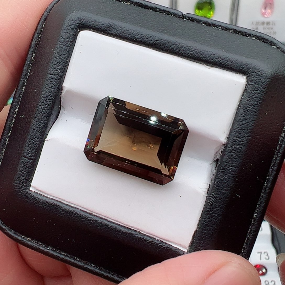 水晶12.8克拉茶晶裸石未镶嵌