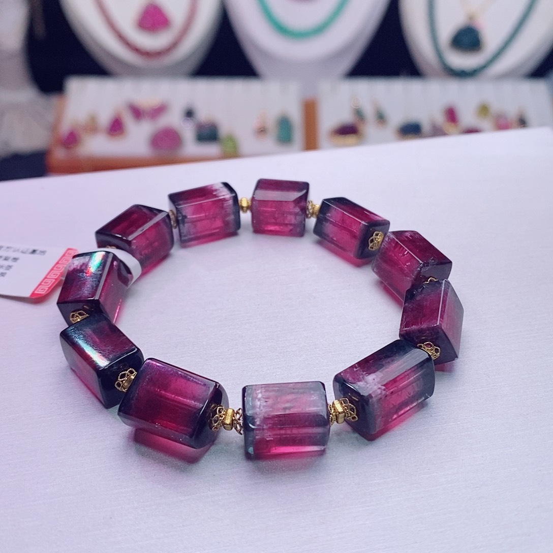 碧玺手链18K金镶嵌碧玺手链