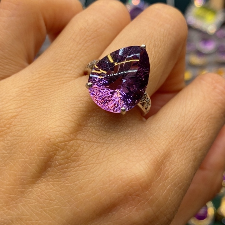 水晶戒指银S925镶嵌天然水晶戒指