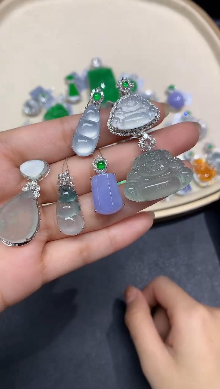 【小鱼严选彩虹盘】翡翠吊坠-多样性发其一18K金-BQ07|CXQ21