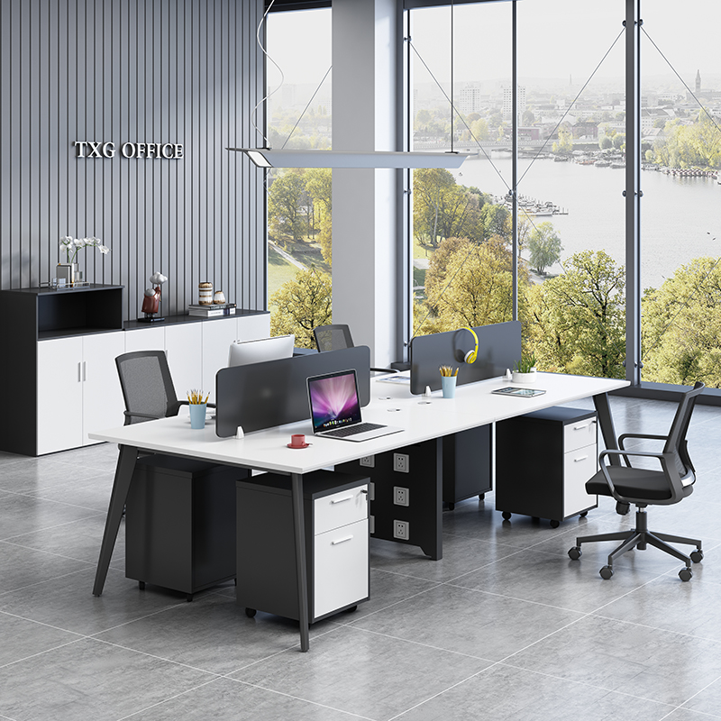 职员办公桌椅组合2/4/6人工作位简约现代财务员工桌屏风卡座隔断