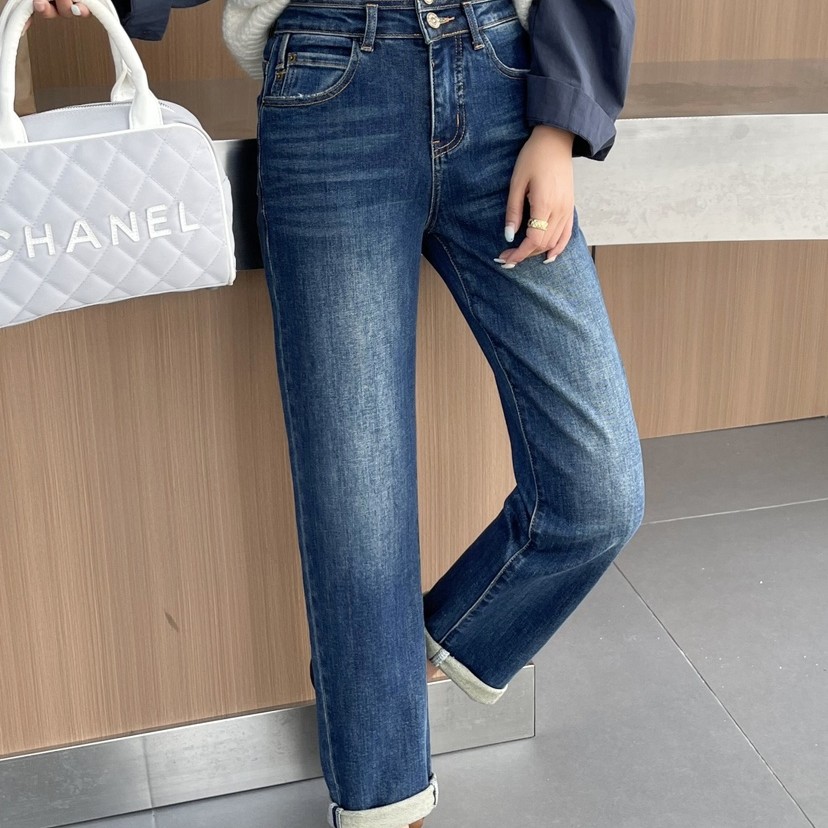 十三行66651女士新款高腰显瘦四面弹烟管直筒裤