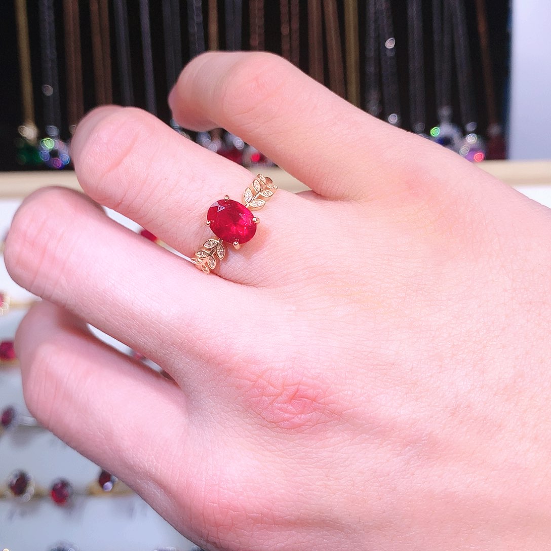 红宝石戒指银S925镶嵌