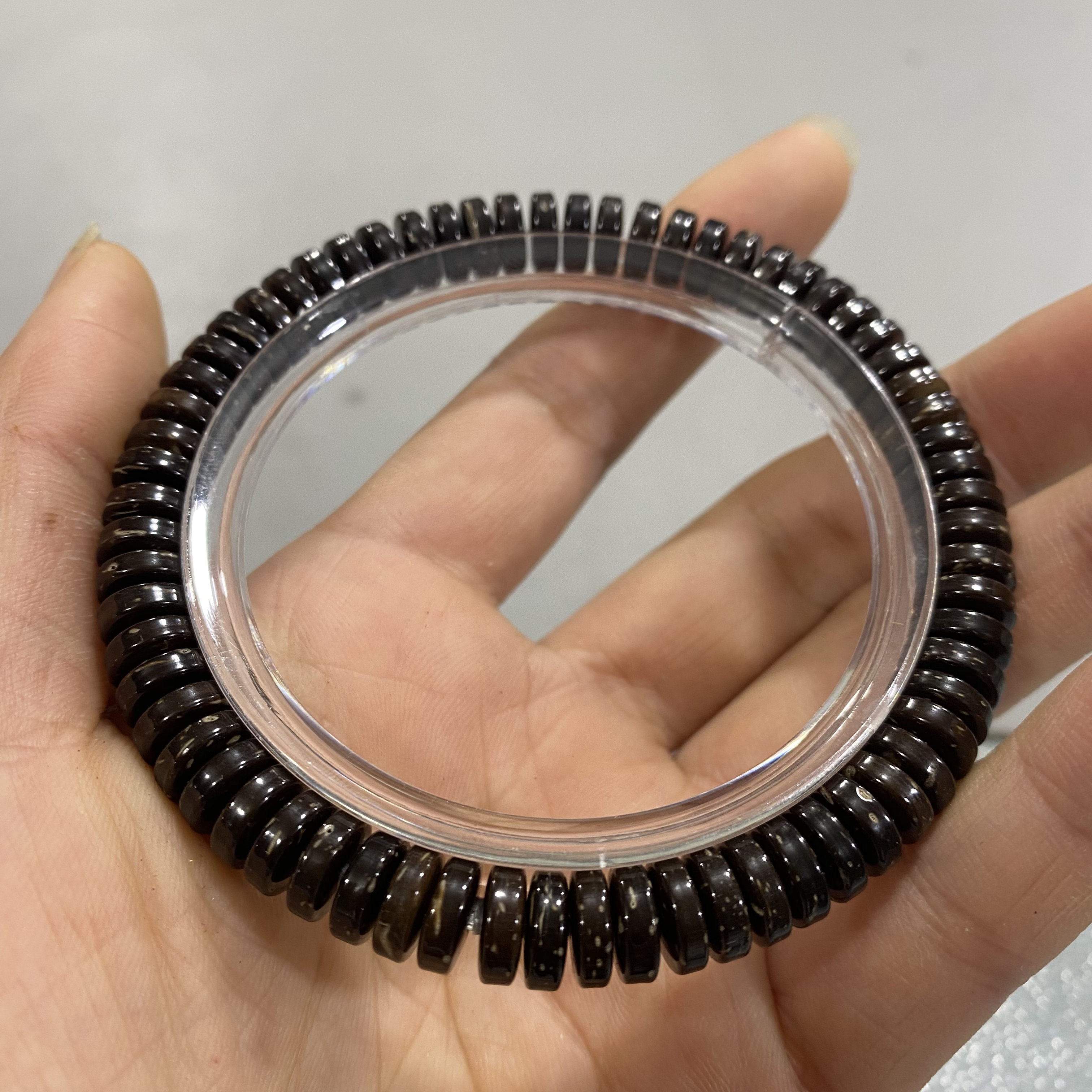 W154原生态椰蒂8X3药片单圈手串