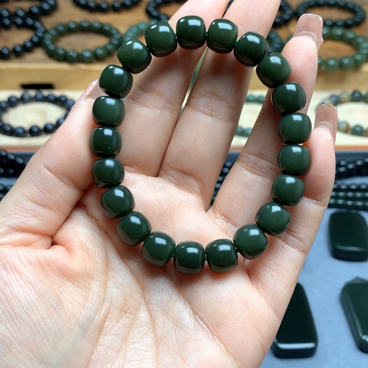 和田玉（青玉）手链未镶嵌大*