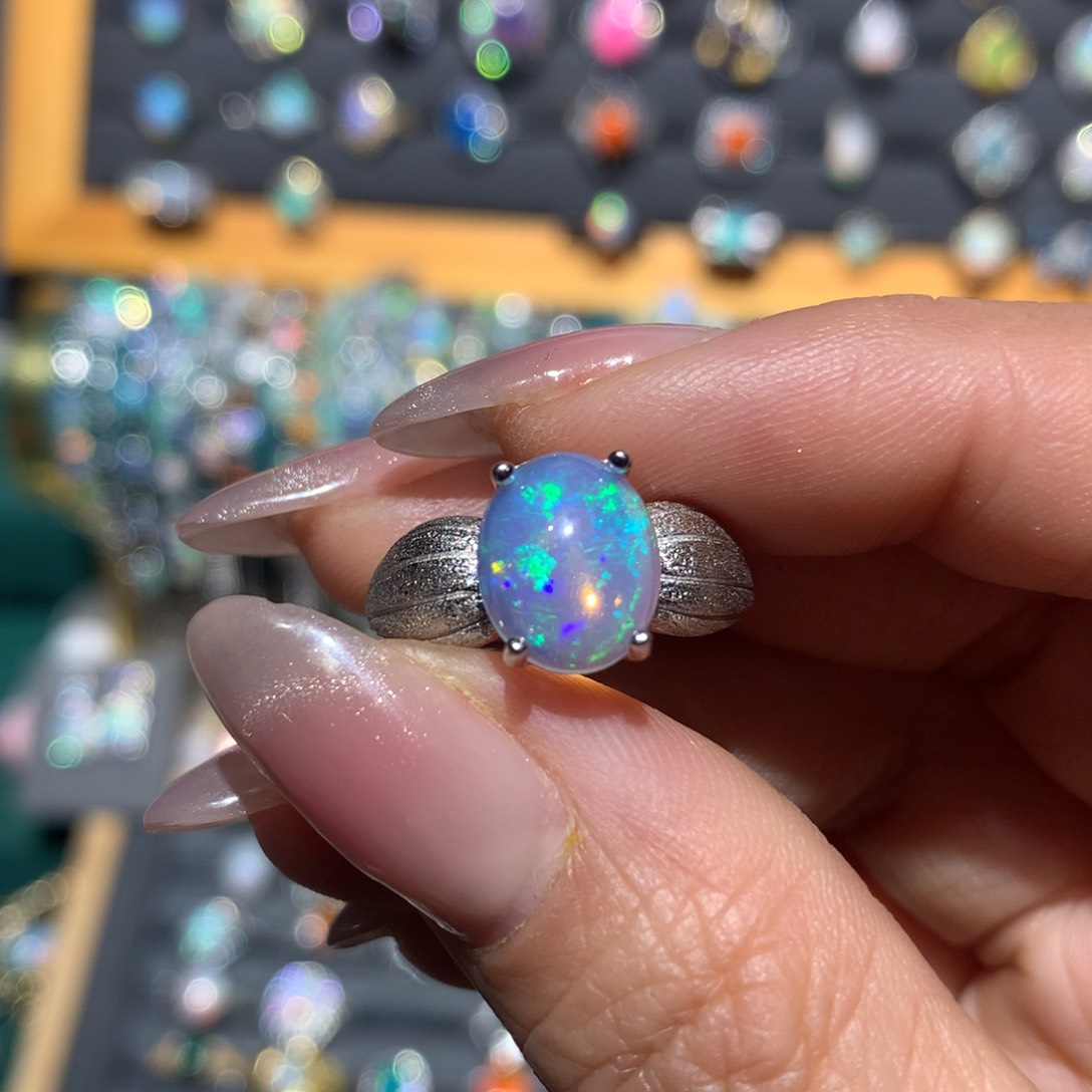 欧泊福利戒指银S925镶嵌