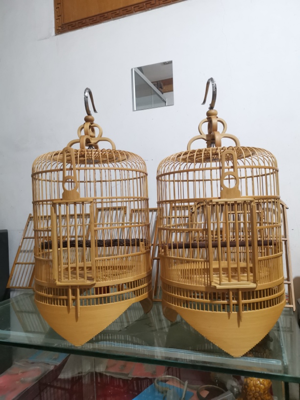 越南老竹手工画眉笼（公36母33一对）