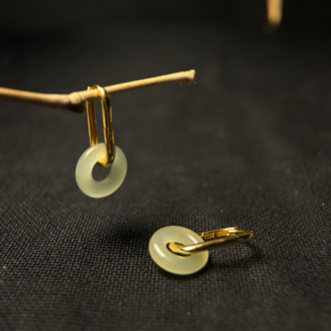 【知否】天然和田玉s925银镶晴水耳环耳扣简约高级大气时尚009