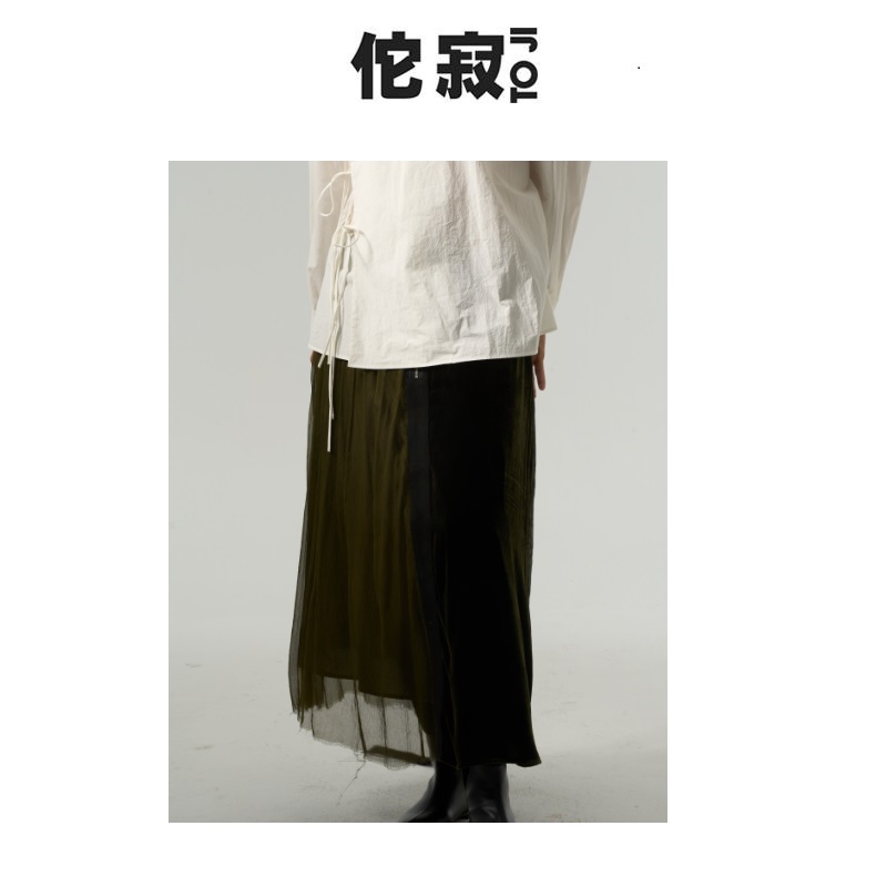佗寂时尚文艺桑蚕丝设计师款简约复古显瘦百搭春夏半身裙AEN3B790