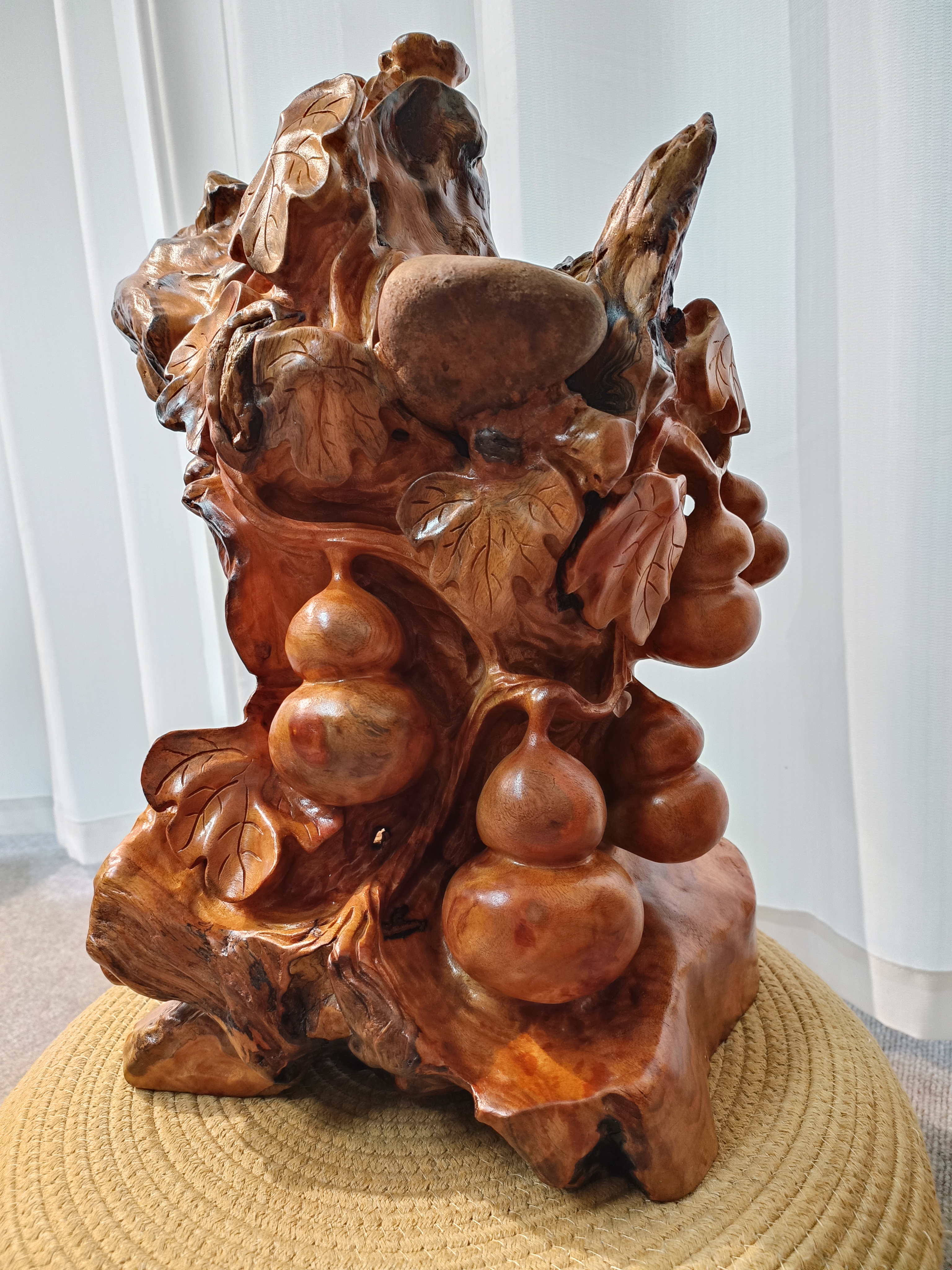 一物一拍香樟木根雕摆件五福临门葫芦