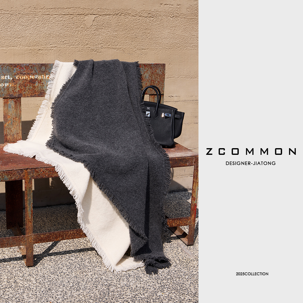 Z common【黑标系列】加厚冬季流苏羊绒法式百搭三角围巾 2511202