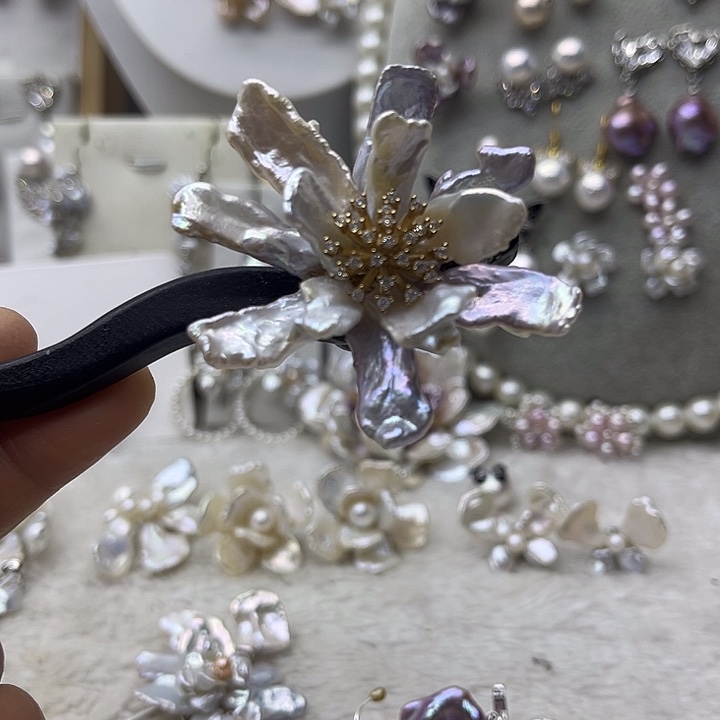 银S925镶嵌戒指淡水珍珠