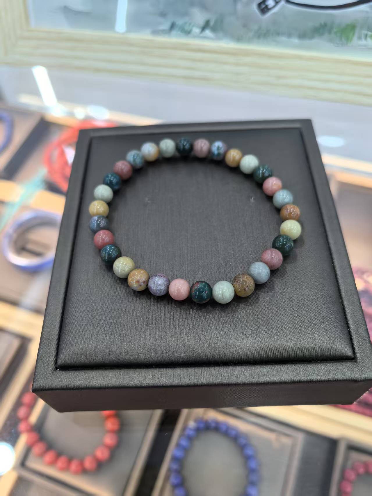 阿拉善彩玉圆珠多彩单圈饰品百搭