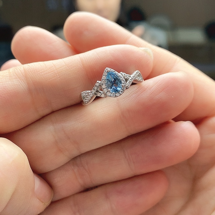 海蓝宝石戒圈银S925镶嵌