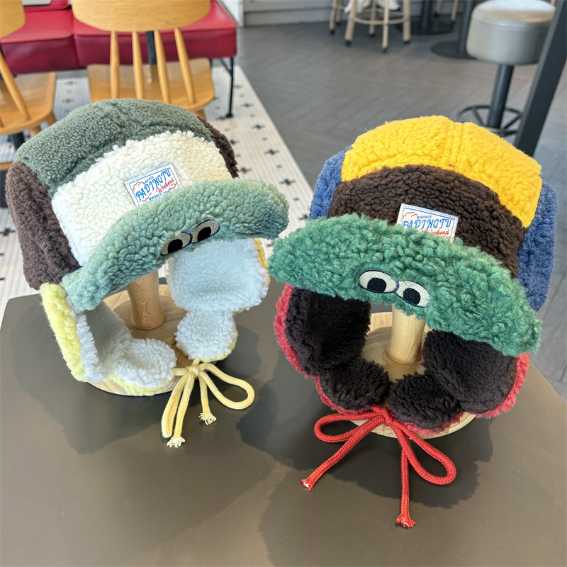 韩版亲子可爱毛绒雷锋帽男女童户外滑雪加厚保暖风雪帽儿童鸭舌帽