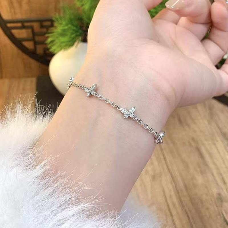 铂金手链pt950铂金蝴蝶手链镶嵌莫桑钻福禄手链送女友生日礼物