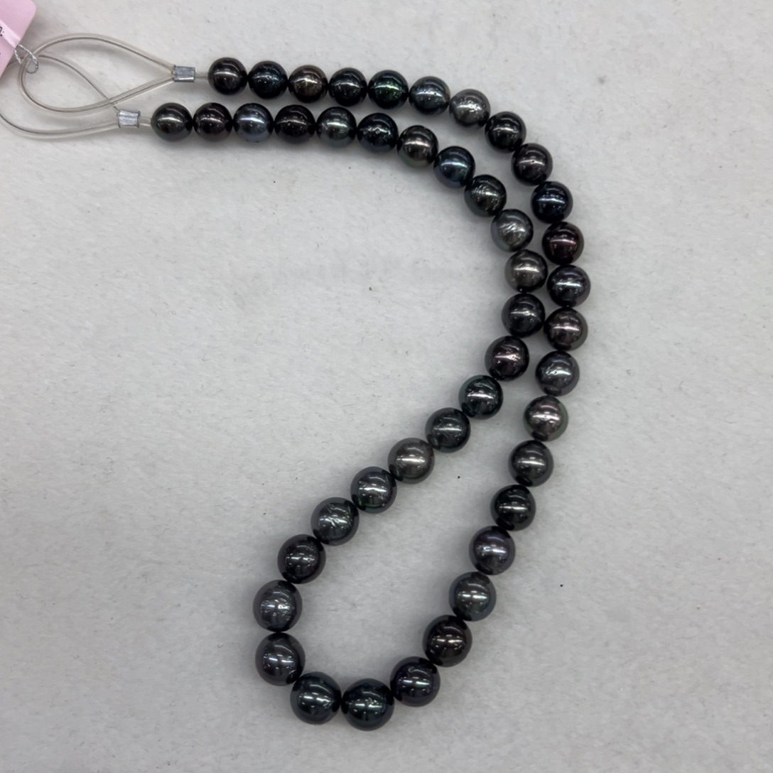 银S925镶嵌项链海水珍珠8-10mm海水大溪地混彩项链