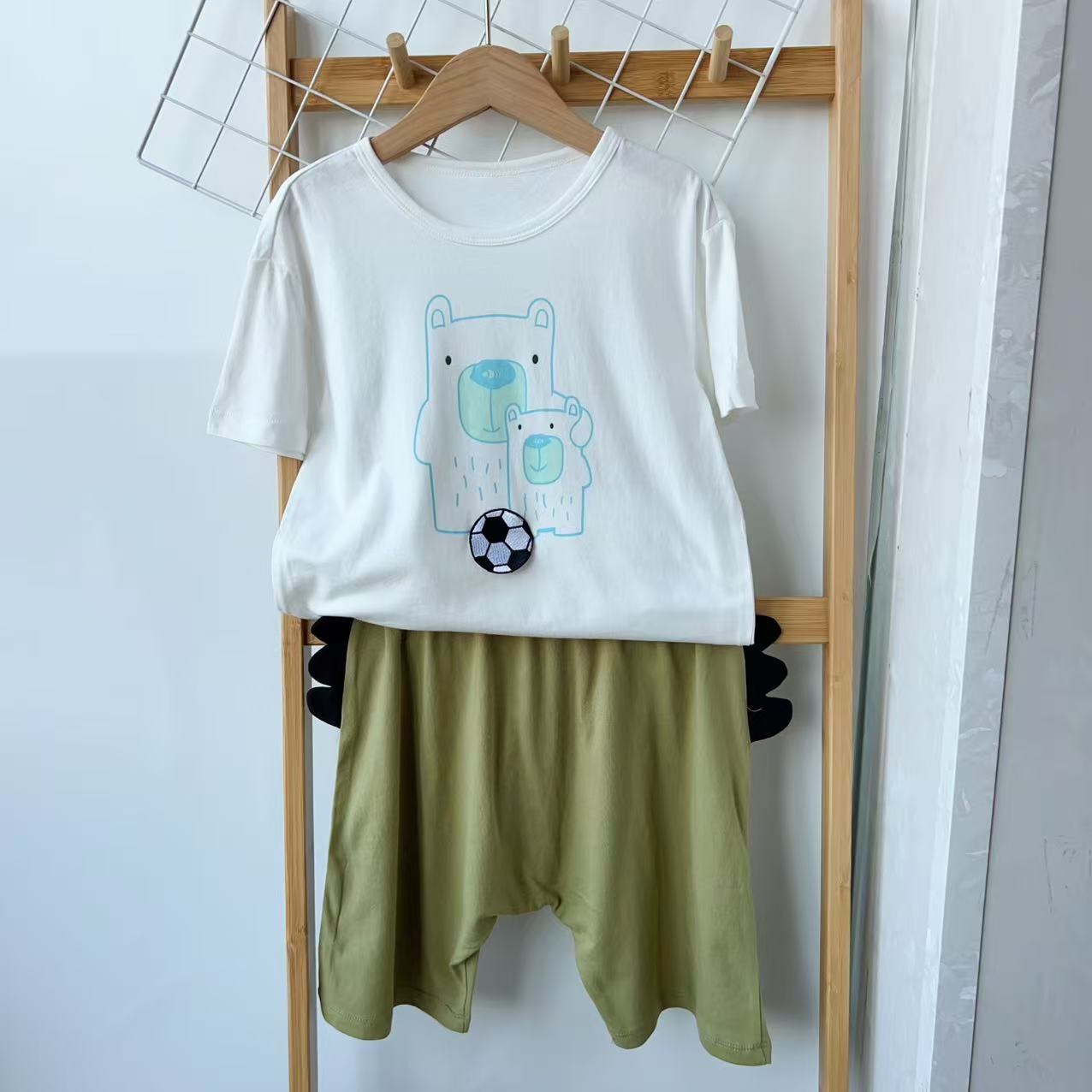 100-140码儿童套装男童夏季纯棉短袖短裤家居服套装