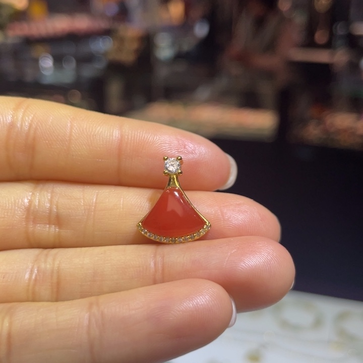 南红玛瑙银S925镶嵌颈饰