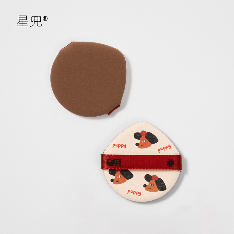 星兜薄款小馒头粉扑2片气垫粉底用空气感气垫粉扑 插画师联名 