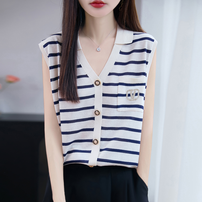 品牌正品莱赛尔天丝2025夏季新款韩版针织开衫女无袖背心