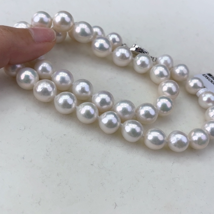 淡水珍珠颈饰银S925镶嵌10➕极光澳绿光