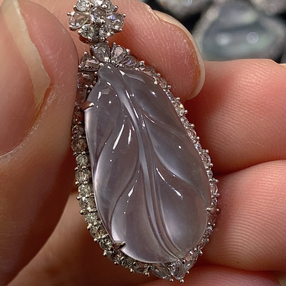 翡翠颈饰18K金镶嵌用****5天然缅甸A货翡翠