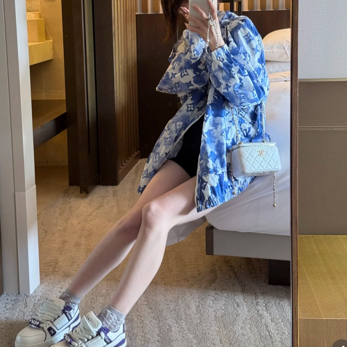 未使用 LouisVuitton/路易威登 蓝白水墨满印外套 48码 ys000191