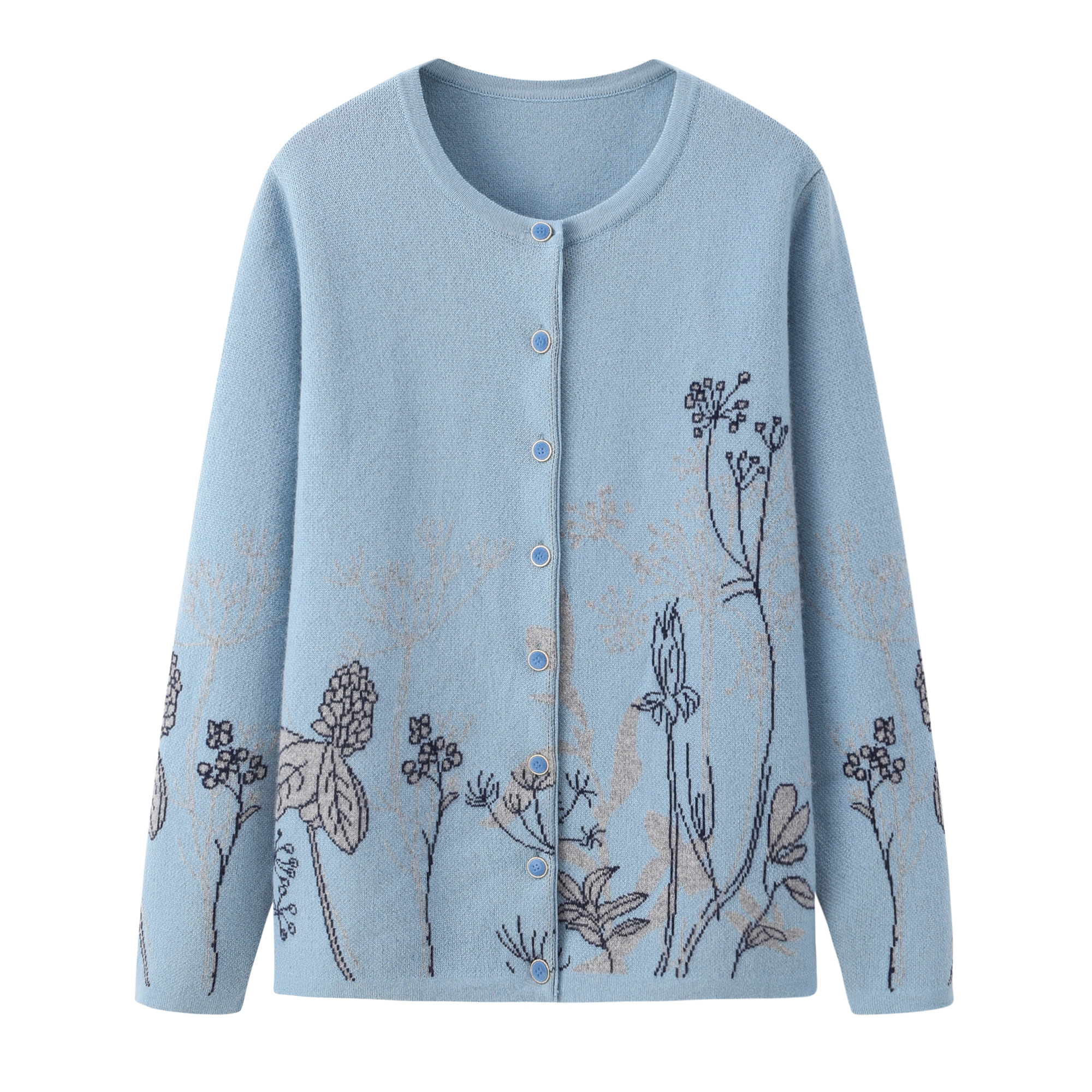 圆领双提高端女开衫纯羊绒保暖针织衫妈妈装老年人70-80岁红色