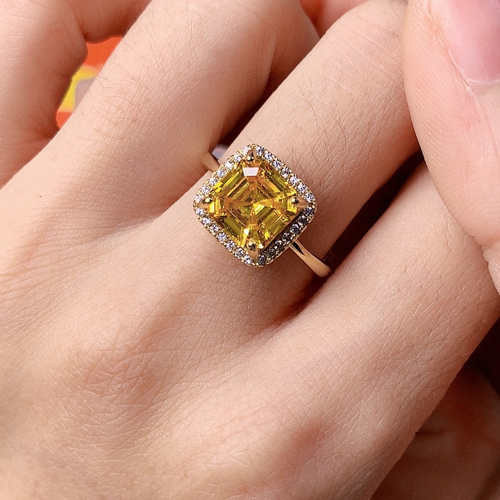 黄晶戒指银S925镶嵌111111