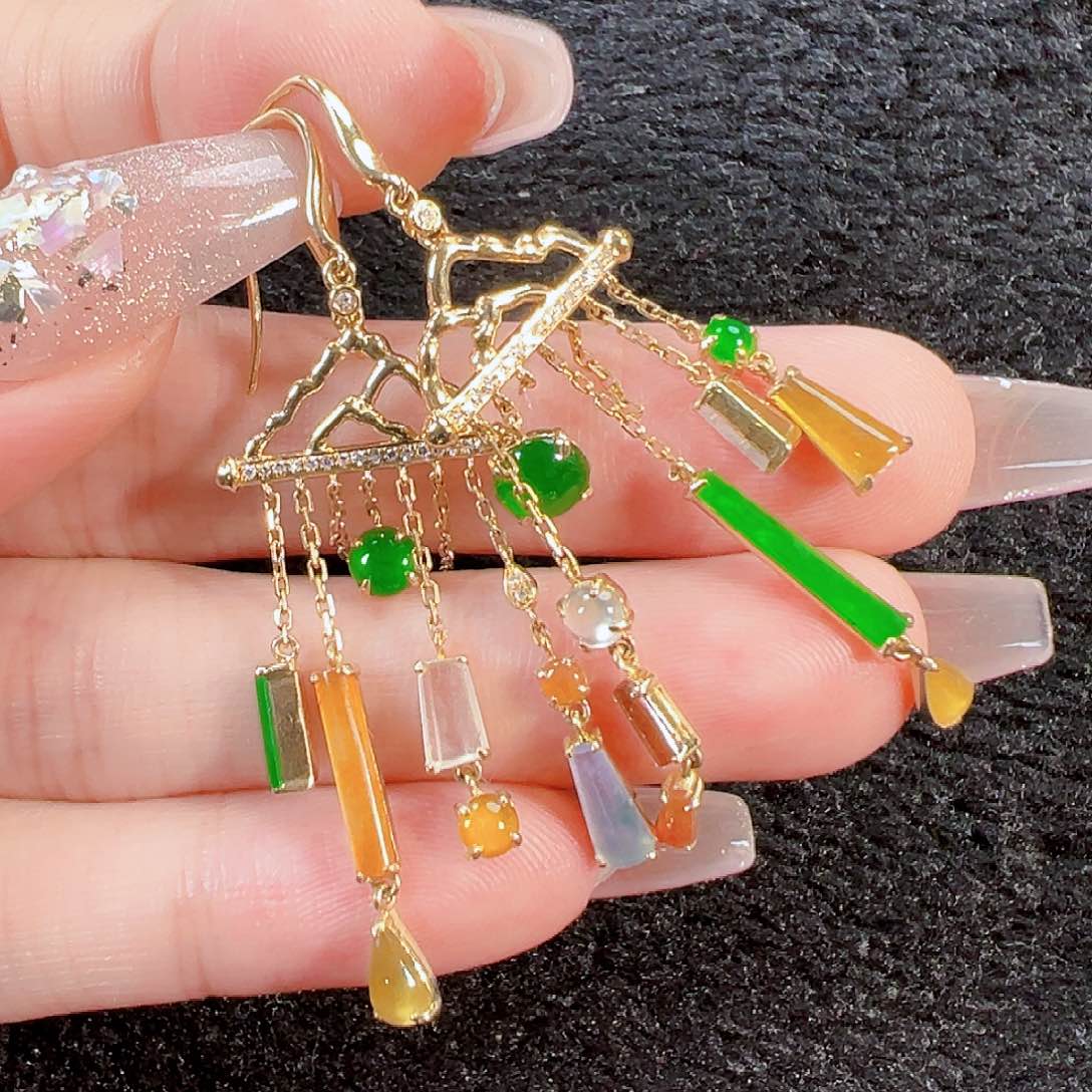 翡翠18K金镶嵌耳饰【福利款】签收后24小时鉴赏期