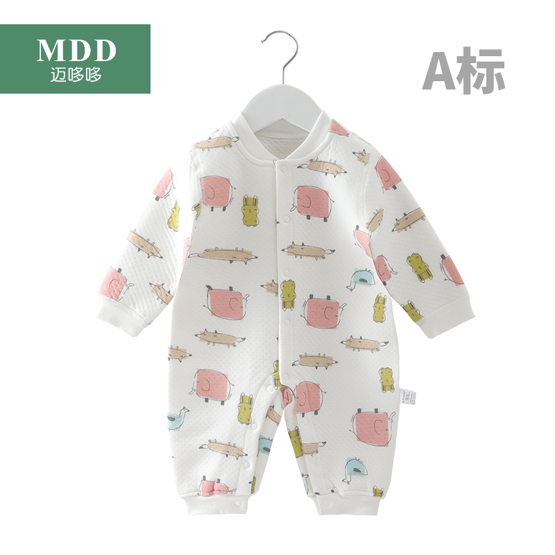 新生儿衣服三保暖连体衣婴幼儿长袖哈衣婴儿秋季爬爬服