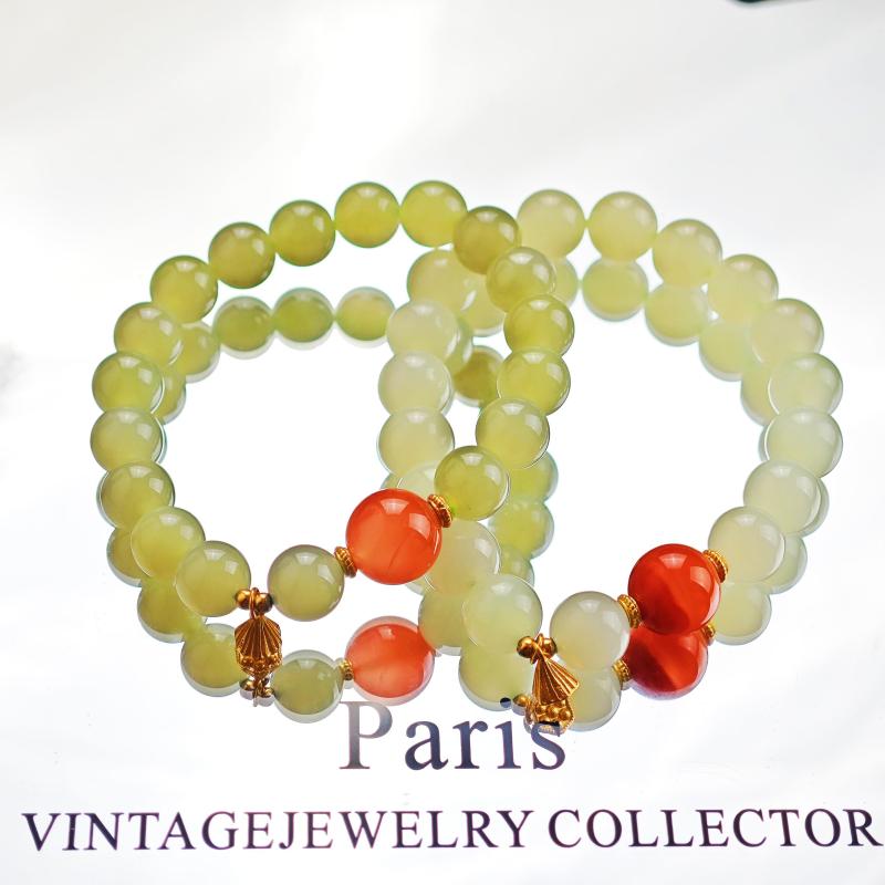 和田玉碧玉圆珠貔貅国潮国风手工DIY送礼女款多圈手串