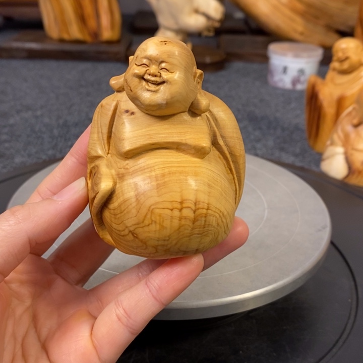柏木（崖柏）崖柏弥勒佛摆件根雕工艺品
